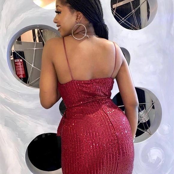 Women V Neck Party Dress‎ Sleeveless, Sexy Sequins Dress, Ladies Dress Mini - Picture 2 of 6